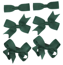 Load image into Gallery viewer, 6 PIECE /3 Pairs SET Girls Small Hair Bows Grosgrain Ribbon Clips School Colours