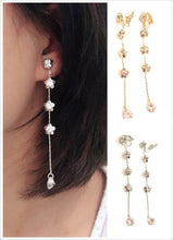 Load image into Gallery viewer, Long Flower Liquid Chandelier Tassel Dangle CLIP ON Earrings Non Pierced Ears
