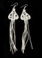 Silver Crystal Earrings Round Drop Dangle Long Tassel Clip On Crystal Hook