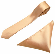 Load image into Gallery viewer, Mens Neck Tie and Pocket Square Handkerchief Set Hanky Wedding Skinny