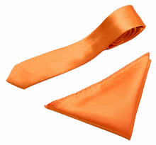 Load image into Gallery viewer, Mens Neck Tie and Pocket Square Handkerchief Set Hanky Wedding Skinny