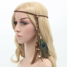 Load image into Gallery viewer, Indian Feather Headdress Braided Headband Boho Carnival Fancy Dress Party Belt