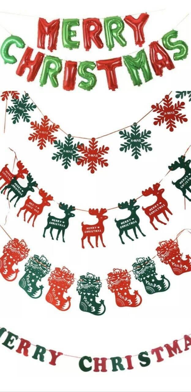 Christmas Decorations Bundle - Foil Balloon Bunting Banner Garland Festive Decor