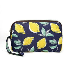 Load image into Gallery viewer, Fun PVC Canvas Wallet Purse Pouch Triple Zip w/ Wrist Strap Wristlet Clutch Bag
