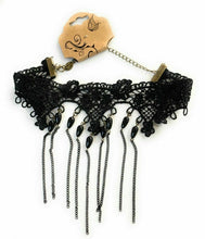 Load image into Gallery viewer, Gothic Black Lace Necklace Collar Choker Halloween Retro Vintage Chain Vampire