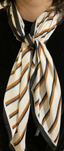 Load image into Gallery viewer, Big Square Faux Silk Stripes Head Neck Scarf Lightweight Neck Warmer Bandana UK