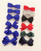 Load image into Gallery viewer, 6 PIECE SET Girls Small Hair Bows Clips Grosgrain Ribbon School Uniform Colours