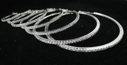Women Plated Diamante Crystal Rhinestone Big Hoop CZ Earring Jewelry Earrings