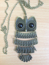 Load image into Gallery viewer, Girls Bronze Owl Black Eyes - Choose Necklace Earrings Ring or Jewellery Set