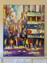 Load image into Gallery viewer, Large Stretched 80cm x 100cm Oil Painting on Canvas Wall Art Abstract City UK