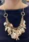 Gold Sea Shell Faux Pearl Beads Starfish Charms Statement Necklace Chain Gift UK