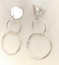 Load image into Gallery viewer, High Quality Clip On Dangle Hoop Earrings - Copper Hoops - Silver / Vintage Gold
