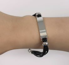 Load image into Gallery viewer, Stainless Steel PU Leather Bracelet Gift for Dad Fathers Day Gift Mens Bracelet