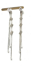 Load image into Gallery viewer, Silver Diamante Long Dangle Tassel Statement Liquid Dangle Earrings Crystal UK