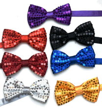 Load image into Gallery viewer, Sequin Satin Shiny Bow Tie Dickie Show Sparkly Fancy Dress Magic Mens Boys