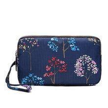 Load image into Gallery viewer, Fun PVC Canvas Wallet Purse Pouch Triple Zip w/ Wrist Strap Wristlet Clutch Bag