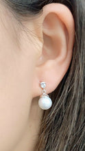 Load image into Gallery viewer, Quality Platinum Silver Plated Zircon Crystal Shell Pearl Dangle Drop Earrings