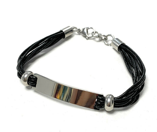 Stainless Steel PU Leather Bracelet Gift for Dad Fathers Day Gift Mens Bracelet