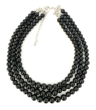 Load image into Gallery viewer, Womans Faux Pearl 3 Layer Multi Strand Gatsby Necklace Statement Bib Vintage UK