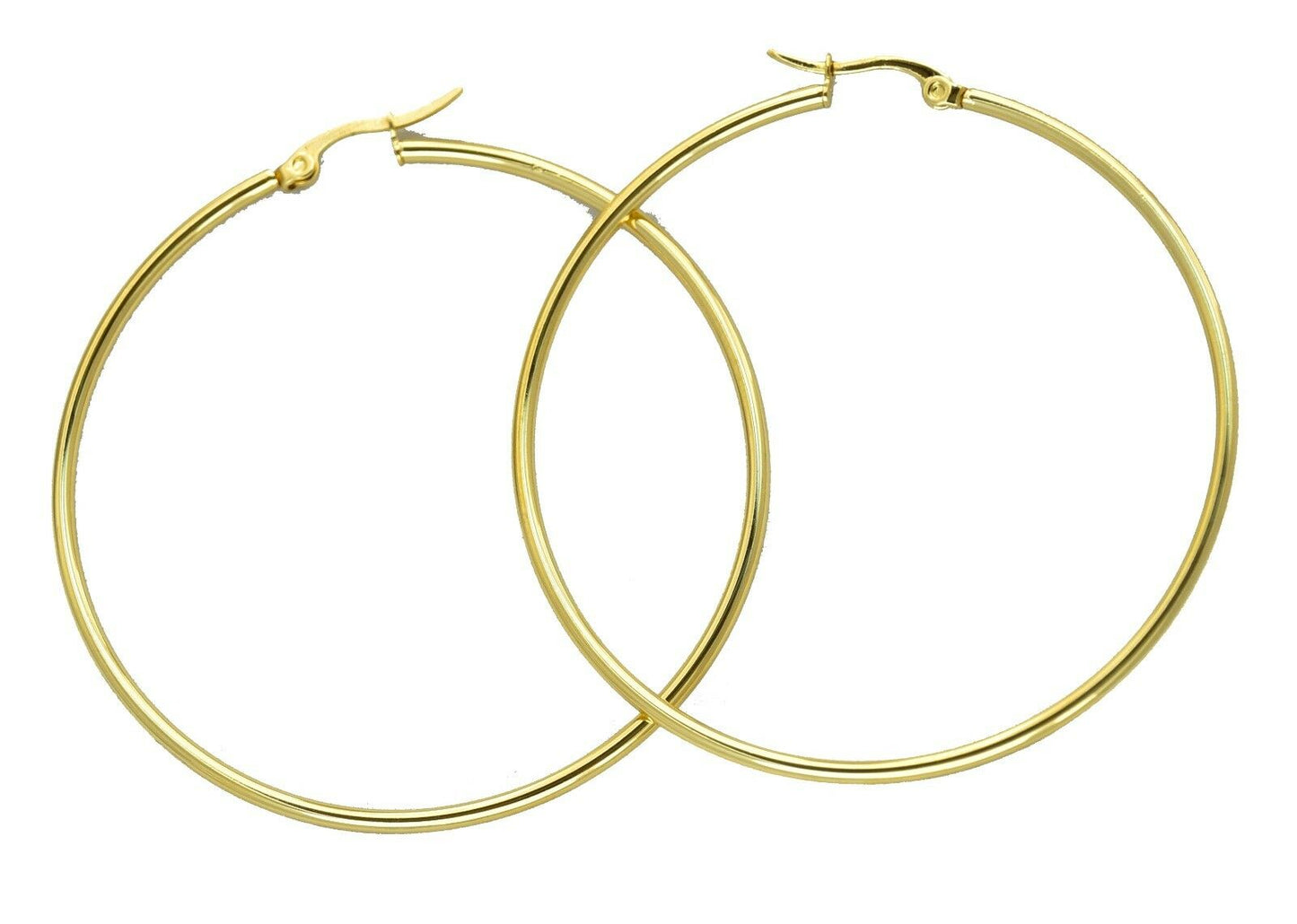 6cm Stainless Steel Hoop Sleepers Earrings - Silver or Gold