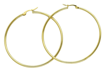6cm Stainless Steel Hoop Sleepers Earrings - Silver or Gold
