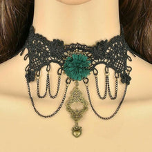 Load image into Gallery viewer, Gothic Black Lace Necklace Collar Choker Halloween Retro Vintage Chain Vampire