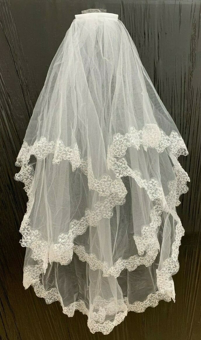 White Bridal Lace Veil on Comb Bride to Be Hen Night Bachelorette Wedding Party