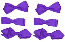 Load image into Gallery viewer, 6 PIECE / 3 Pairs SET Kids School Colours Hair Bows Small Grosgrain Ribbon Clips