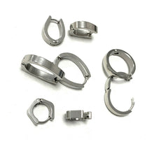 Load image into Gallery viewer, PAIR Cuff Huggie Hoop Earrings Silver Surgical Stainless Steel MENS WOMENS UK