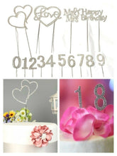 Load image into Gallery viewer, DIAMANTE RHINESTONE CRYSTAL CAKE TOPPER PICK Birthday Number Wedding Love Mr Mrs