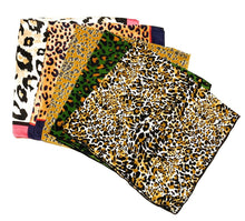 Load image into Gallery viewer, Big Square Leopard Animal Print Head Bandana Neck Thin Faux Silk Scarf 70cmx70cm