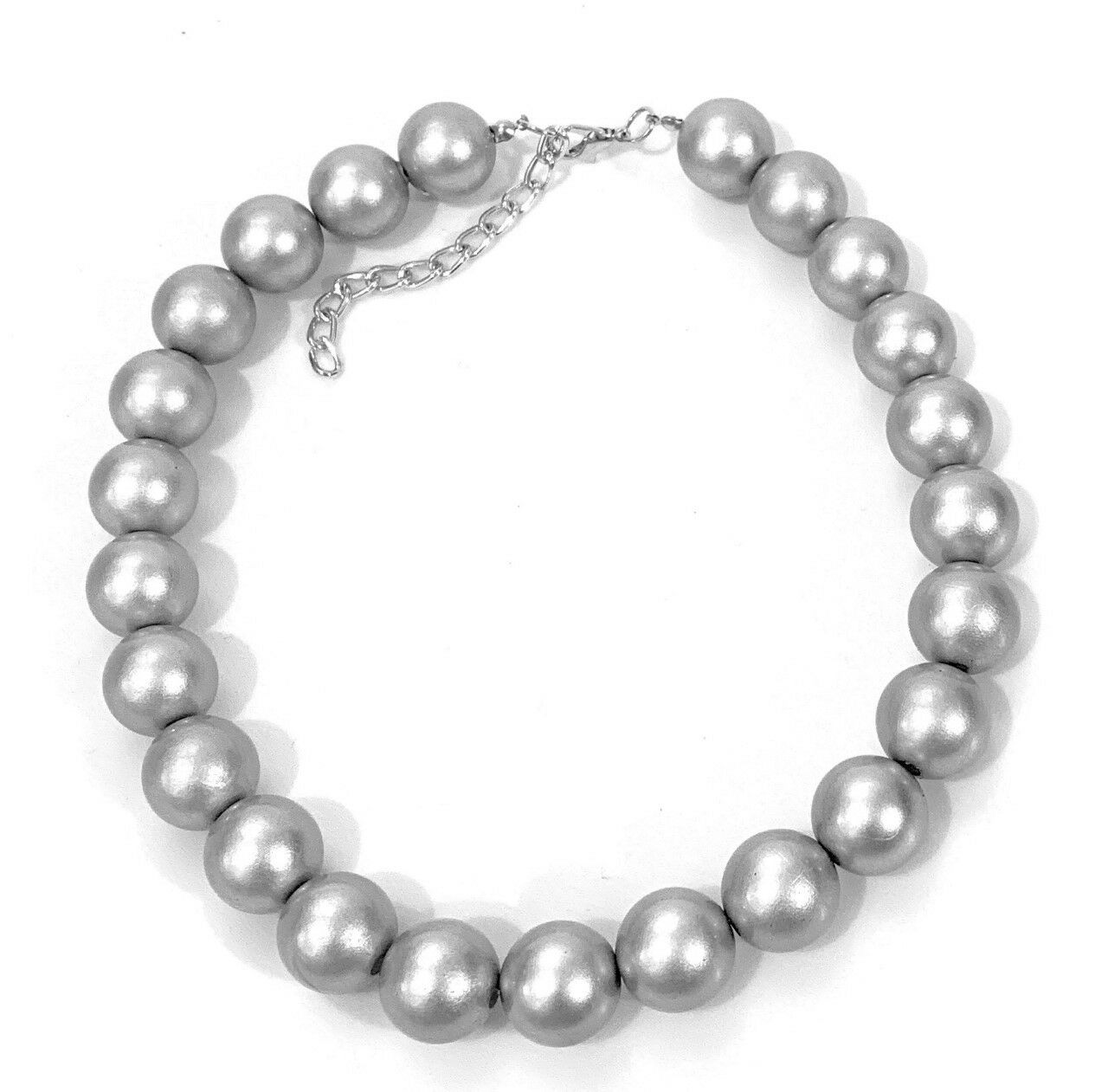 Large 18mm Faux Pearl Bead Chain Vintage Statement Great Gatsby Necklace Choker