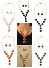 Load image into Gallery viewer, Women Bridal Wedding Prom Party Glass Crystal Bib Necklace Clip On Earrings Set