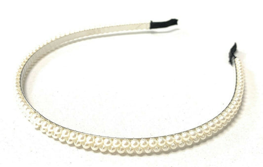 White Ivory Double Pearl Alice Band Hair Head Headband Bridal Girl Fashion Women