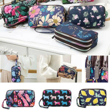 Load image into Gallery viewer, Fun PVC Canvas Wallet Purse Pouch Triple Zip w/ Wrist Strap Wristlet Clutch Bag