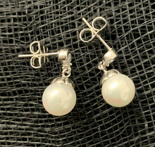 Load image into Gallery viewer, Quality Platinum Silver Plated Zircon Crystal Shell Pearl Dangle Drop Earrings