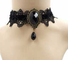 Load image into Gallery viewer, Gothic Black Lace Necklace Collar Choker Halloween Retro Vintage Chain Vampire