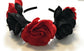 Large Rose Crown Headband Garland Halloween Sugar Skull Velvet Fabric Alice Band