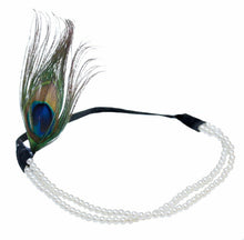 Load image into Gallery viewer, Peacock Feather Flapper Headband 1920s Great Gatsby Headdress Vintage