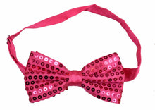 Load image into Gallery viewer, Sequin Satin Shiny Bow Tie Dickie Show Sparkly Fancy Dress Magic Mens Boys