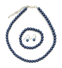 Load image into Gallery viewer, CLASSIC FAUX PEARL NECKLACE EARRINGS &amp; BRACELET JEWELLERY SET VINTAGE