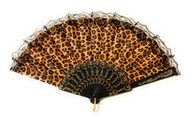 Load image into Gallery viewer, Chinese Spanish Fans Dance Party Hand Held Folding Flower Rainbow Leopard Fan