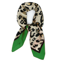 Load image into Gallery viewer, Big Square Leopard Animal Print Head Bandana Neck Thin Faux Silk Scarf 70cmx70cm