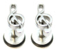 Treble Clef Music Stainless Steel Stud Mens Earring Body Fake Stretcher Goth