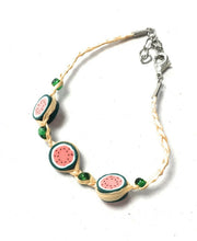 Load image into Gallery viewer, Girls Kids Adjustable Bracelet Clay Rose Stone Beads Glass Cherry Charm Fruit