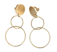Load image into Gallery viewer, High Quality Clip On Dangle Hoop Earrings - Copper Hoops - Silver / Vintage Gold