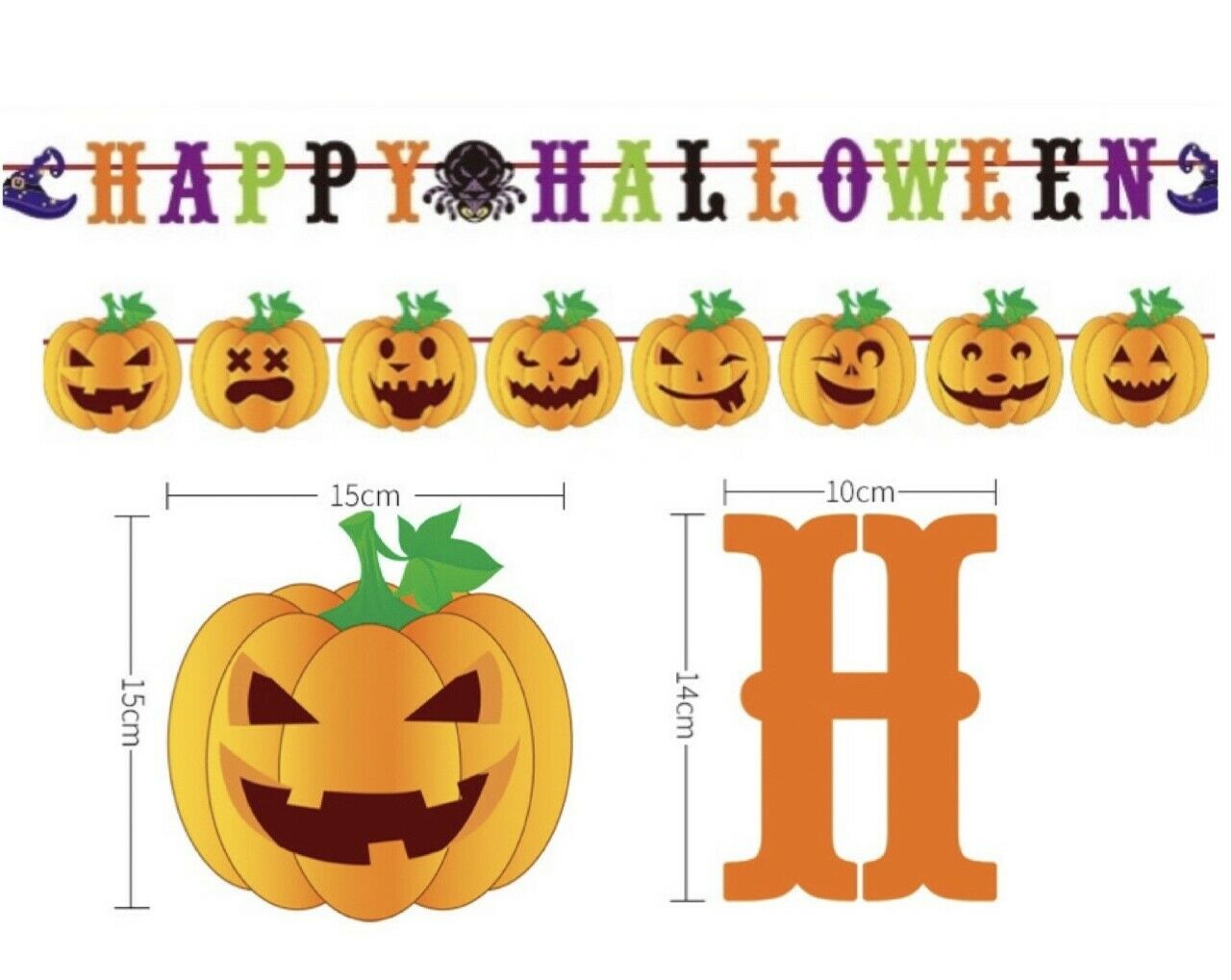 Happy Halloween Party Paper Bunting Decoration Pumpkin Banner Buntings UK Seller