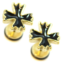 Load image into Gallery viewer, PAIR Horn Mens Earrings Stainless Steel Stud Fake Stretcher Plug Upper Ear