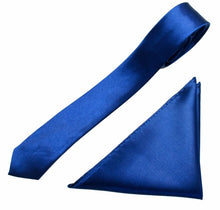 Load image into Gallery viewer, Mens Neck Tie and Pocket Square Handkerchief Set Hanky Wedding Skinny