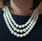 Womans Faux Pearl 3 Layer Multi Strand Gatsby Necklace Statement Bib Vintage UK